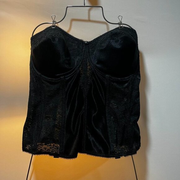 Dominique Lace Longline Bustier Black Firm Shaping Corset Top 38F - Picture 13 of 16